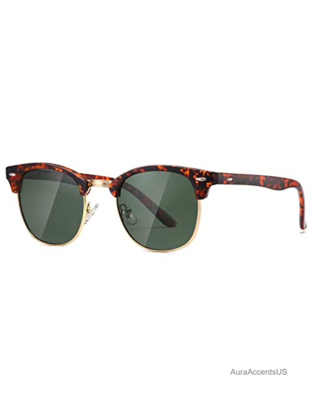 Polarized Semi Rimless Retro Round Sunglasses UV400 Lightweight Metal